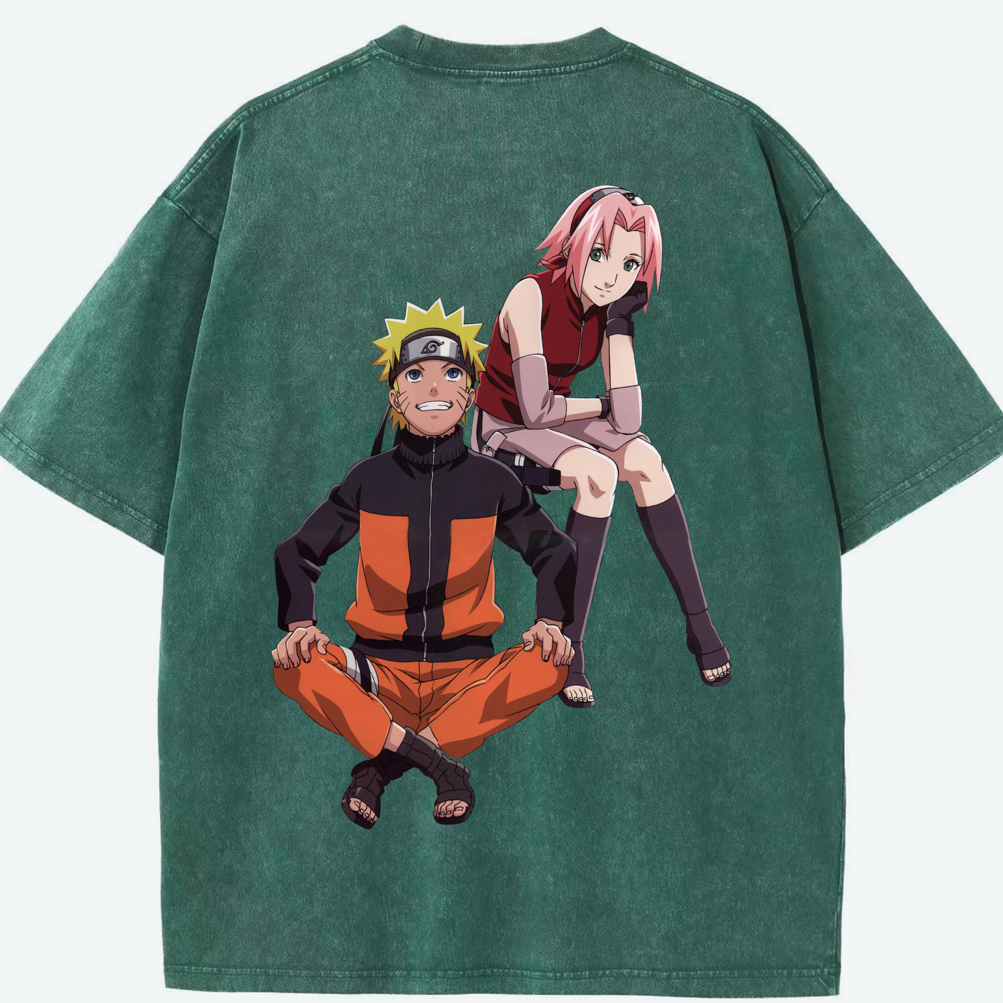 （画像用） NARUTO -ナルト- うずまき ナルト Uzumaki Naruto 綿100% ヴィンテージ風 半袖Tシャツ（背面プリント）